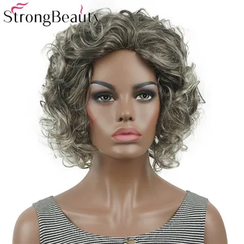 StrongBeauty Кудрявые Парики из натуральных синтетических волос средней длины для женщин, 5 цветов