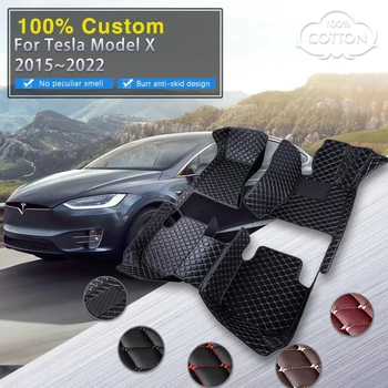 Автомобильные коврики для Tesla Model X 5 Seat 2015 ~ 2022 Роскошный ковер, детали интерьера автомобиля, коврик для ног, кожаный комплект ковриков, автомобильные аксессуары