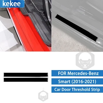 Для Mercedes-Benz Smart 2016-2021 Piano Black Аксессуары Для Внутренней Наружной Двери Автомобиля Пороговая Полоса Декор Защитная Крышка Наклейка