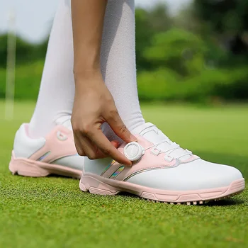 Женские туфли для гольфа PGM, легкие мягкие дышащие Водонепроницаемые противоскользящие кроссовки, женская износостойкая спортивная обувь с ремешком на ручке