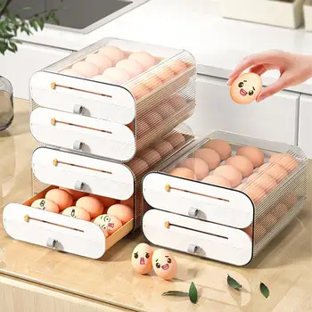 Коробка-держатель для яиц в холодильнике портативный Контейнер для хранения яиц с автоматической прокаткой прозрачный Многослойный лоток-органайзер для яиц в холодильнике