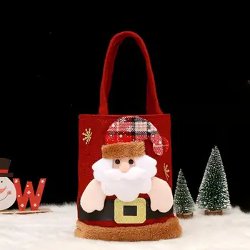 Сумочка Санта-Клауса, рождественская сумочка большой емкости с мультяшным Санта-Клаусом, снеговиком и лосем для детских подарков, сумки для конфет, Санта-Клаус