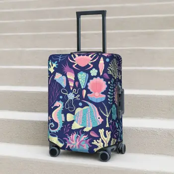 Чехол для чемодана с тропическими морскими обитателями, животными и растениями, для круизной поездки, отдыха, для защиты предметов багажа