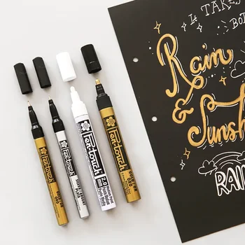 0.7/1.0/2.0 мм Серебристо-золотые перманентные металлические маркерные ручки Студенческий эскиз, маркеры для граффити, ручка-вкладыш, японские канцелярские принадлежности