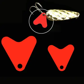 [100 шт./пакет] Красные полипропиленовые лезвия в форме сердца для блесен, тройных крючков, аксессуаров для ловли окуня, размер 21 мм / 16 мм