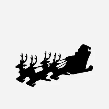 17СМ * 9СМ Рождественская идея Автомобильная Наклейка Виниловая Наклейка Санта-Клаус За Рулем Саней Черный /Серебристый