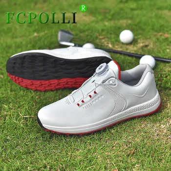 2023 Новые мужские тренировочные гольф-ботинки для гольфа с быстрой шнуровкой, мужские белые кожаные кроссовки для ходьбы, мужские Брендовые дизайнерские кроссовки для гольфа, мужские