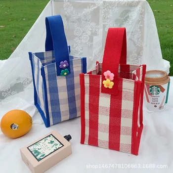 2023 Новые полосатые холщовые квадратные модные сумки для женщин, весенне-летние сумки для женщин, милые и сладкие сумки Kwaii