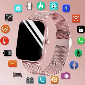 2024 Женские смарт-часы 2022 Полносенсорные часы пульсометр Здоровье Женские часы Спортивный водонепроницаемый браслет для Android IOS