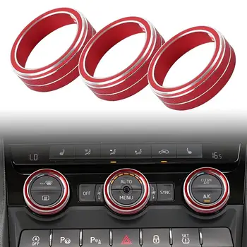 3шт Наклейки для кондиционера Клейкие Износостойкие кнопки для кондиционера Замена кольцевой наклейки для Volkswagen Skoda