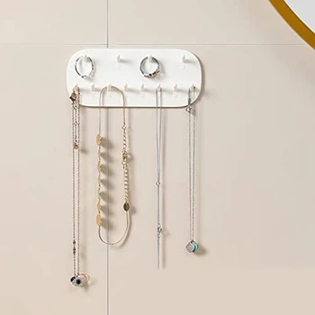 4 шт. Самоклеящиеся Настенные крючки для хранения ювелирных изделий, держатель для ожерелья, Подставки для ожерелья, белый