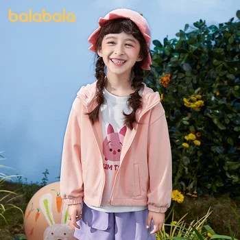 Balabala для малышей 2023, куртка для мальчиков и девочек, осенняя одежда, модный мультяшный объемный топ с капюшоном