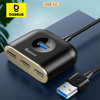 Baseus USB-КОНЦЕНТРАТОР USB3.0 -USB3.0 * 1 + USB2.0 * 3 для MacBook Pro Air 2020 USB 2,0-КОНЦЕНТРАТОР СВЕТОДИОДНЫЙ USB-Разветвитель для ПК Компьютерные Аксессуары