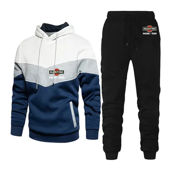 Martini Racing, толстовка с капюшоном с трехцветной строчкой, толстовка + брюки контрастного цвета, Осень-зима 2024, мужская спортивная одежда, 2 шт.