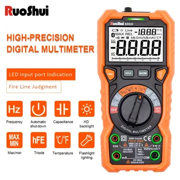 RuoShui 890F Цифровой мультиметр, Среднеквадратичный измеритель NCV 6000, Профессиональный Тестер частоты сопротивления, напряжения и температуры