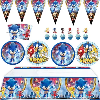 Sonic 2, Поднос для посуды для вечеринки по случаю дня рождения Sonic Boy, Бумажное полотенце, принадлежности для украшения воздушными шарами, подарок на день рождения для девочек, детей и мальчиков