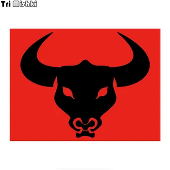 Tri Mishki WCS748 # 16 *12 см красная наклейка на автомобиль с бычьей головой, корова, ПВХ цветные наклейки, наклейка на аксессуары для мотоциклов