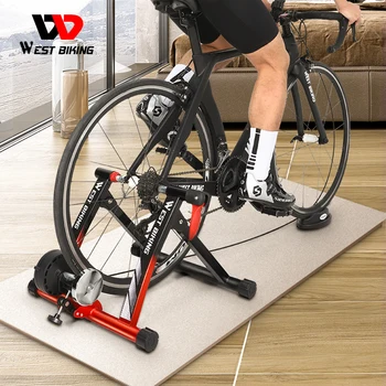 WEST BIKING Велосипедный тренажер для помещений, домашние упражнения, 6-скоростные велосипедные ролики с магнитным сопротивлением, MTB Дорожные велосипедные тренажеры