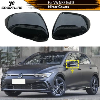 Автомобильные Крышки Зеркал заднего Вида Для Volkswagen VW MK8 Golf 8 VIII 2021 Автомобильные Крышки Боковых Зеркал ABS Глянцевый Черный