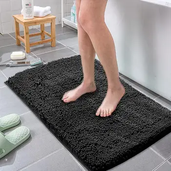 Впитывающий синель Мягкий плюшевый коврик для ванной, который можно стирать в машине, нескользящий ковер для ванной комнаты, подходящий для ванн и душевых кабин
