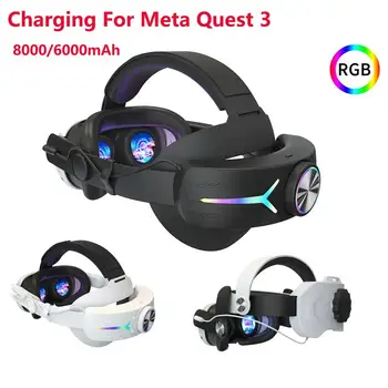Головной ремень, удобный головной убор из губки, RGB-зарядная гарнитура со встроенной аккумуляторной батареей для аксессуаров Meta Quest 3 VR