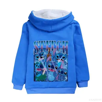 Детская куртка Stitch, толстовка с капюшоном для маленьких пальто, осенняя куртка с рисунком для мальчиков, утепленная куртка, пальто для маленьких мальчиков, куртка на молнии, верхняя одежда