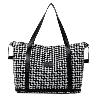 Дорожная спортивная сумка унисекс, водонепроницаемая Оксфордская сумка Weekender, ручная кладь, сумки-тоут для женщин, модная расширяемая спортивная спортивная сумка в клетку 36 л