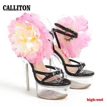 Женская обувь CALLITON, сандалии, банкетная повседневная вечеринка, свадебные модные женские туфли-лодочки на высоком каблуке с цветочным рисунком, осень 2023, без обуви