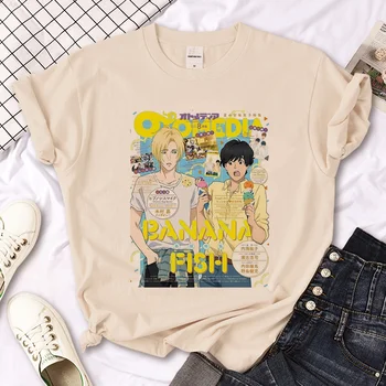 Женская футболка с изображением банановой рыбы, японские уличные футболки, женская японская одежда