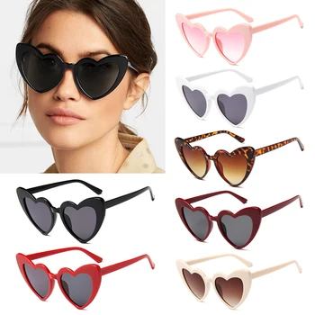 Женские аксессуары Солнцезащитные очки Love Heart, очки с выпученными глазами, винтажные солнцезащитные очки с защитой от UV400, солнцезащитные очки в форме сердца