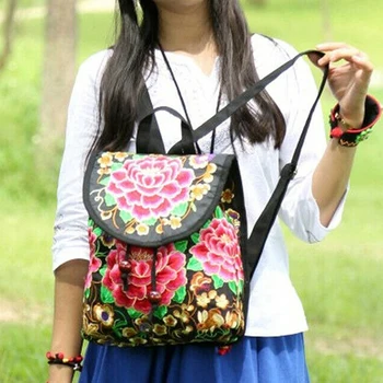 Женский рюкзак с цветочной вышивкой, Летний дорожный рюкзак, Подарочный Цветочный рюкзак, Рюкзак с богемной дорожной вышивкой