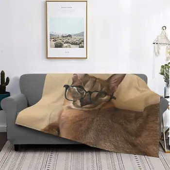 Забавные одеяла с Флоппа-мемом с каракалевым котом, теплое фланелевое покрывало для спальни, офисные покрывала