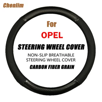 Карбоновое волокно + кожаный чехол для рулевого колеса автомобиля, 38 см, Нескользящие Износостойкие, впитывающие пот чехлы для Opel Experimental