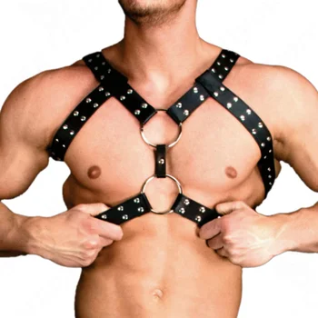Кожаный нагрудный ремень для мужчин с нарукавной повязкой, клетка для связывания тела гея, БДСМ, скрещенные ремни безопасности для мужчин, панк-готические мужские костюмы