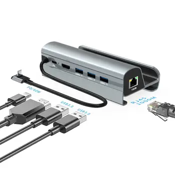 Концентратор USB C 6 в 1, легкий портативный многопортовый адаптер-конвертер, док-станция для клавиатуры, ручки, игровых аксессуаров, мыши