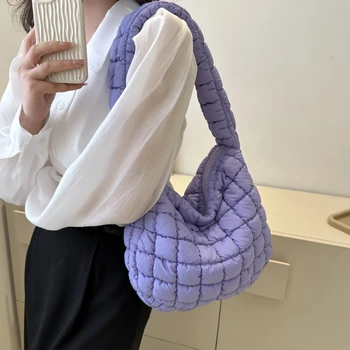 Корейская женская сумка-подушка в розовом пузырчатом стиле INS, сумочка через плечо, стеганая сумочка подмышками, легкая Маленькая стеганая сумка-тоут с рюшами