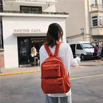 Корейский уличный рюкзак большой емкости для мальчиков и девочек, однотонная школьная сумка, Женская одежда, студенческий рюкзак из ткани Оксфорд, сумка для хранения