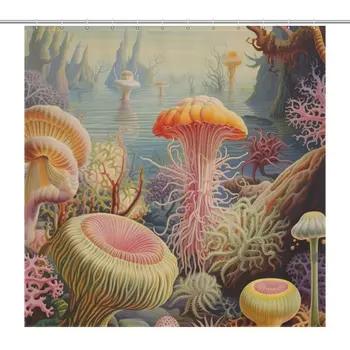 Красочная занавеска для душа в виде медузы Подводное приключение Водонепроницаемый декор для ванной комнаты с 12 шт. крючками в комплекте