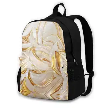 Кремово-золотая школьная сумка с мокрой краской, рюкзак для ноутбука большой емкости, 15-дюймовый Золотой Кремовый рюкзак с мокрой краской, мазки кистью