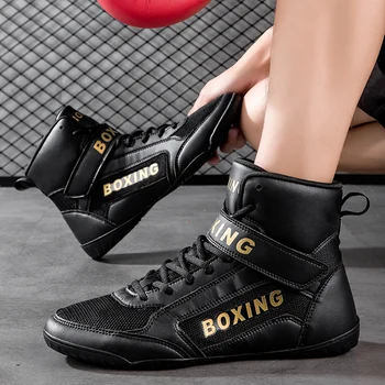 Легкая борцовская обувь для мужчин и женщин, спортивная обувь для тренировок по боксу с дышащей сеткой, профессиональная боксерская обувь, размер 35-47