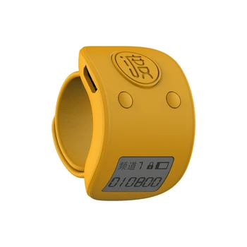 Мини-цифровое ЖК-электронное кольцо на палец, ручной счетчик, 6-значный перезаряжаемый кликер счетчиков-желтый