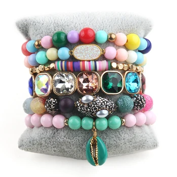 Модные дизайнерские наборы браслетов из бисера, Многоцветные, 6 шт., набор браслетов для женщин, Ювелирный подарок Друзьям На День рождения