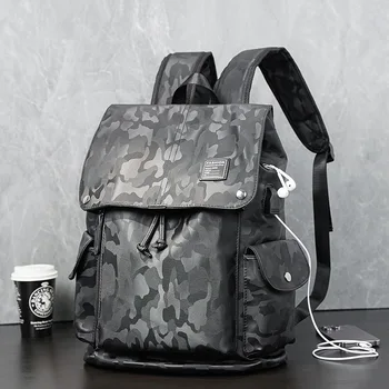 Модный туристический рюкзак, мужская сумка для ноутбука, повседневный камуфляжный школьный рюкзак большой емкости, студенческий рюкзак с зарядкой через USB, мужской рюкзак