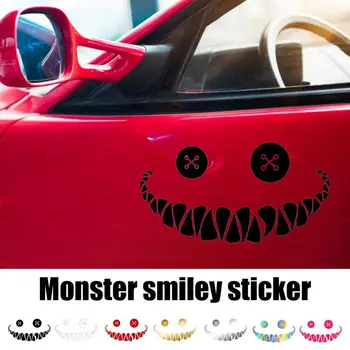 Наклейка с улыбкой Демона, водонепроницаемая креативная наклейка на автомобиль, наклейка с улыбкой на лице, наклейка на стену для внутреннего окна автомобиля, украшения для ноутбука, багажа.