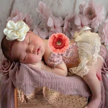 Наряд для фотосъемки младенцев, Цветочная повязка на голову, кружевной комбинезон, платье, реквизит для фотостудии, костюм для фотосессии новорожденных, подарок для душа