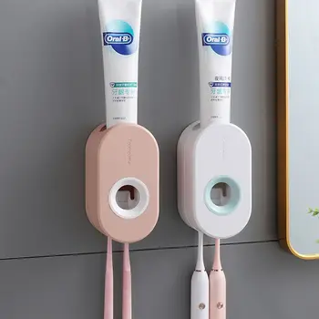 Настенный автоматический дозатор зубной пасты, Подставка для зубных щеток, Настенный Всасывающий Клейкий держатель для зубной пасты, Набор аксессуаров для ванной комнаты