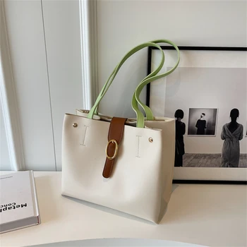 Новая однотонная женская сумка-тоут, сумка через плечо, искусственная кожа, элегантная Винтажная Ретро Дизайнерская женская сумка через плечо, сумка-мессенджер