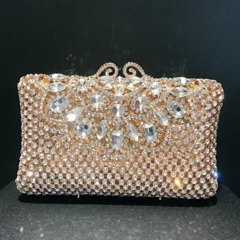 Новая полая металлическая сумочка ручной работы с бриллиантами и стразами, Новый женский клатч с бриллиантами A7658
