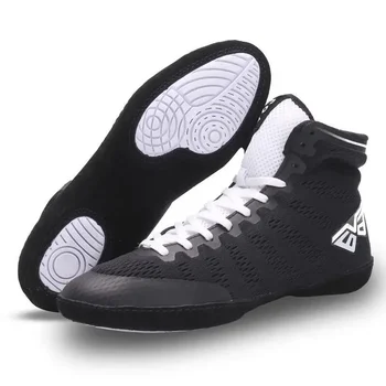 Новые боксерские туфли, мужская одежда для борьбы, роскошные кроссовки для спортзала, мужские белые Черные кроссовки Flighting