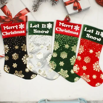 Новые рождественские украшения, золотые, железные, серебряные носки, подвеска в виде Рождественской елки, подарочный пакет, сумка для конфет, детские гетры
